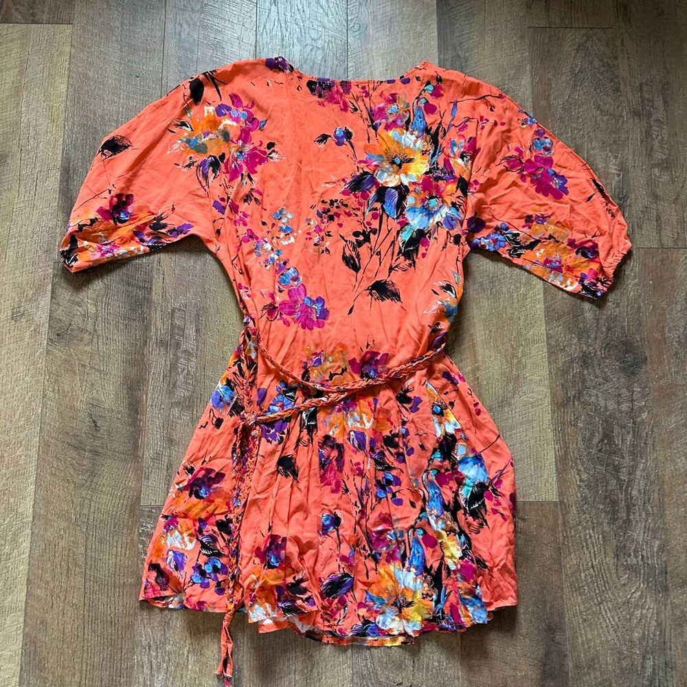 Women's VELZERA Orange Multicolor Floral Mini Dress 3X - Picture 10 of 10